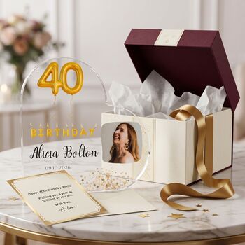 Personalised Birthday Photo Heart Acrylic Plaque, 7 of 7