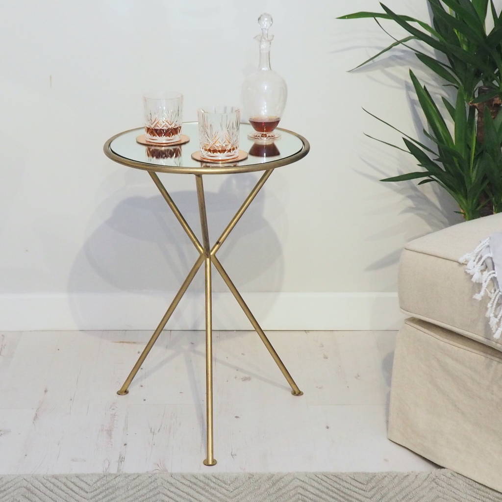 mirrored brass side table by za za homes