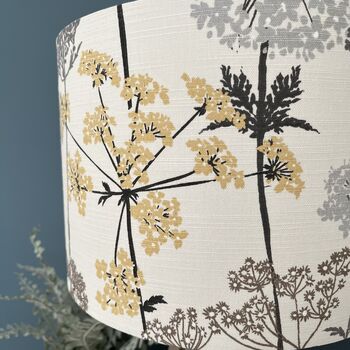 Hedgerow Charcoal And Ochre Botanical Drum Lampshades, 2 of 10