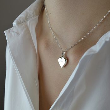 Engraved Sterling Silver Heart Locket Necklace, 3 of 7