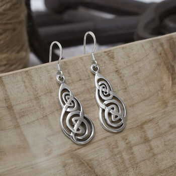 Sterling Silver Celtic Long Loops Earrings, 4 of 6