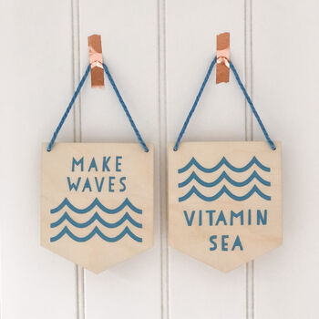 'Make Waves' Wooden Wall Plaque, 2 of 2