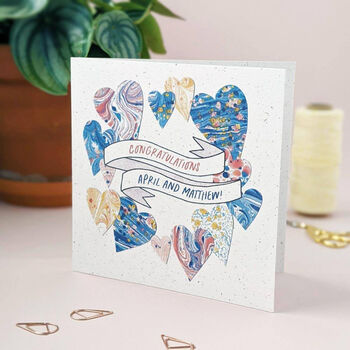 Personalised Congratulations Love Heart Wreath Card, 2 of 2
