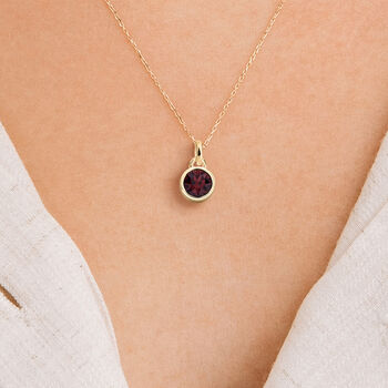 Personalised Gold Plated Sterling Silver January Garnet Birthstone Necklace, 2 of 12