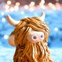 Handmade Highland Cow Medium Ceramic Sculpture Ornament B, thumbnail 2 of 5