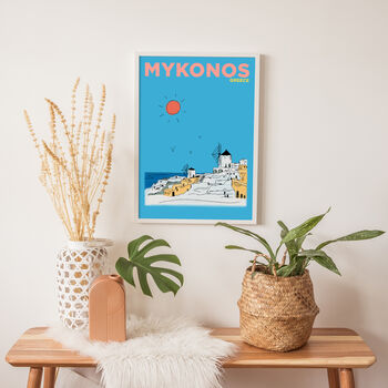 Personalised Mykonos Travel Illustration Print, 3 of 5