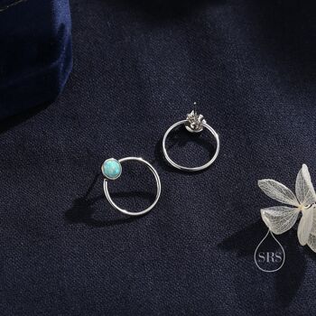 Double Circle Aqua Green Opal Ear Jacket, 5 of 10