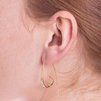 Ribbon Hoop Gold Plated Silver Earrings, 2 of 7