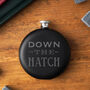 Dapper Chap 'Down The Hatch' Black 6oz Hip Flask | Gift Boxed, thumbnail 1 of 5