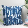 Paloma Feather Cushion, Abstract Blue Design, thumbnail 1 of 2