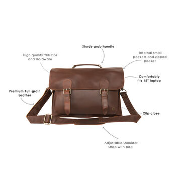 Personalised Leather Classic Messenger Satchel, 9 of 12