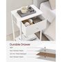 White Bedside Table Side Table With Fabric Drawer, thumbnail 2 of 8