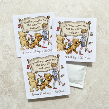10 X Winnie Baby Shower Wildflower Seed Packet Party Favours, 6 of 8