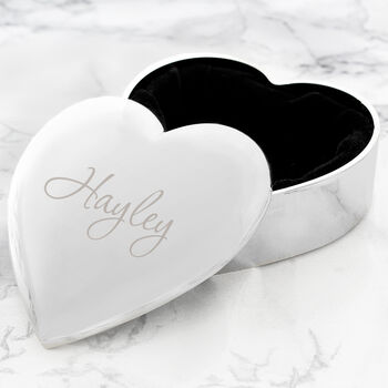 Personalised Name Silver Heart Shaped Trinket Box, 2 of 4