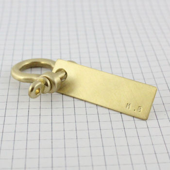 Mens Personalised Brass Shackle Keyring, 2 of 4