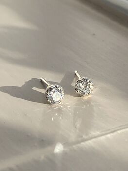Starburst Diamond Brilliant Cut Solitaire Earrings, 2 of 6