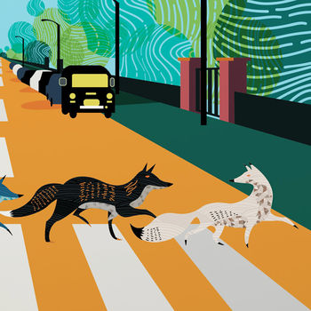 London Prints The Abbey Road Foxes Illustrated Artwork, 4 of 4