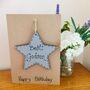 Personalised Godson Wooden Star Keepsake Birthday Card, thumbnail 1 of 2