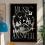 Music Is The Answer Print | Disco Ball | House Music | Music Poster | Wall Art | Groovy | Bold | Typographic | Dj | Wall Decor |, thumbnail 1 of 9