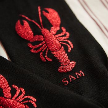 Glitter Lobster Logo Black Socks, 3 of 3