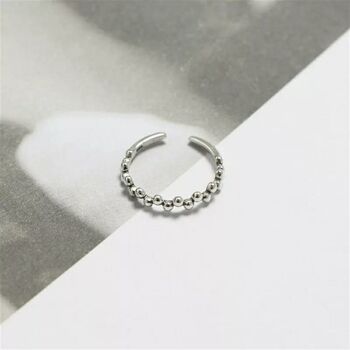 Adjustable Dainty Beaded Mobius Sterling Silver Ring, 4 of 8
