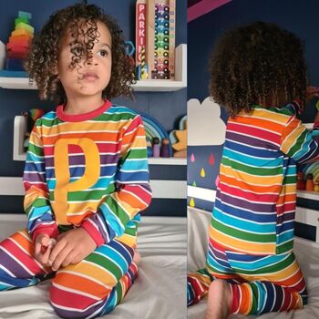 Personalised Rainbow Kids Pyjamas, 3 of 8