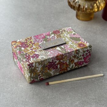 Personalised Refillable Liberty Fabric Matchbox With Leather Detail, 4 of 10