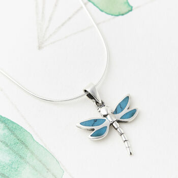 Dragonfly Turquoise Sterling Silver Necklace, 2 of 7