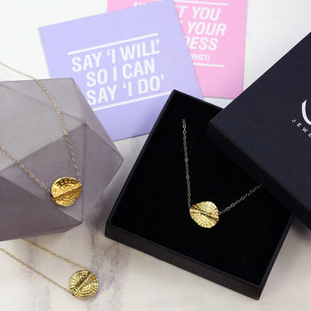 Say 'I Will' So I Can Say 'I Do' 24 K Gold Fan Necklace, 5 of 11