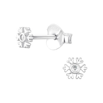Sterling Silver Snowflake Stud Earrings, 2 of 4