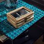 Turquoise Tiled Top Iron Side Table, thumbnail 3 of 4