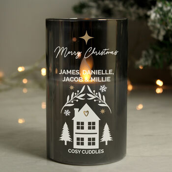 Personalised Christmas Smoked Glass LED Candle, 4 of 4