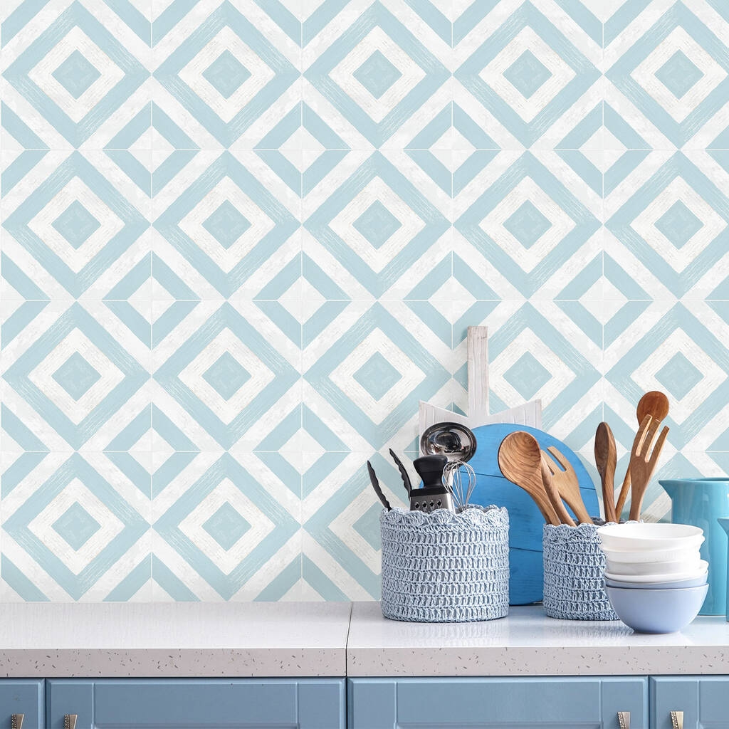 Hardwood Blue Tile Decal Sticker Set Pack Of 24 By SirFace Graphics