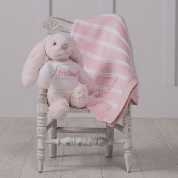 Personalised Striped Pink Baby Blanket, 3 of 6