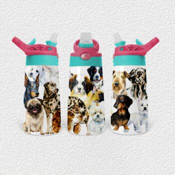 Personalised Dog Print Flip Top Kids Water Bottle, 9 of 10