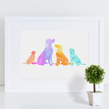 Labrador Dog Family Watercolour Personalised Print, 5 of 8
