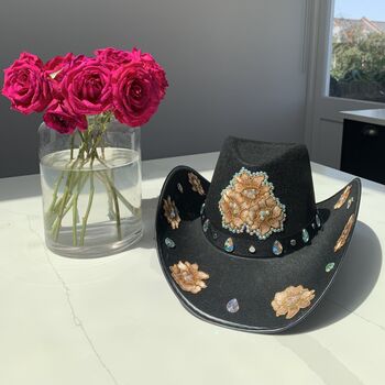 Black And Gold Embroidered Cowboy Hat, 2 of 4