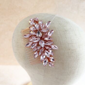 Blush Pink Crystal Hair Comb, 5 of 8