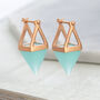 Rose Quartz Pyramid Rose/Gold Plated Silver Earrings, thumbnail 5 of 7