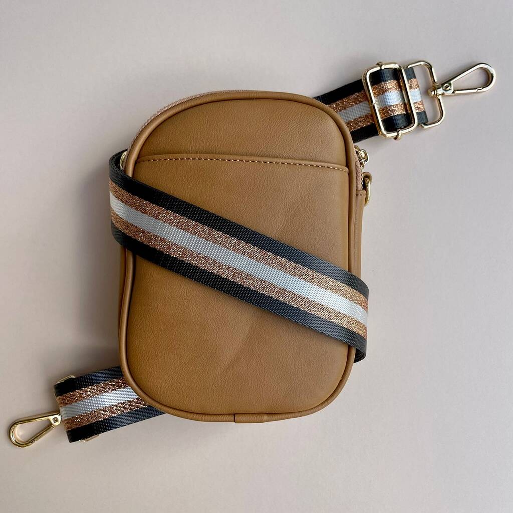 Glitter Stripe Bag Strap In Dark Grey And Gold By Nest Gifts ...