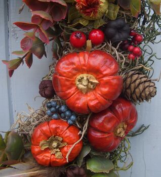 Autumn Pumpkin And Pod Wreath, 3 of 9
