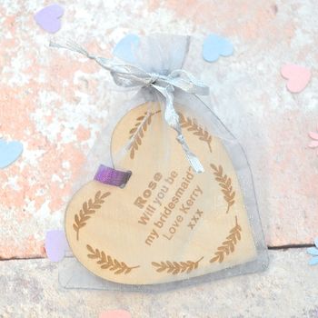 Will You Be My Bridesmaid? Leaf Wooden Heart, 3 of 3