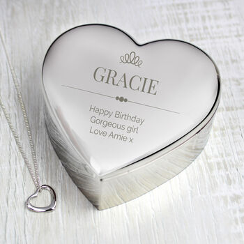 The Ultimate Keepsake: Personalised Heart Trinket Box And Necklace, 4 of 8