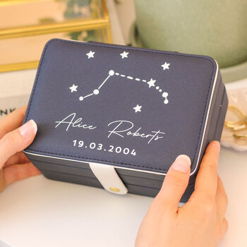 Personalised Star Sign Jewellery Box Gift For Her Travel Accessories, 11 of 12