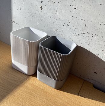 Ribbed Square Jar / Pen Holder | Concrete Jesmonite, 3 of 7