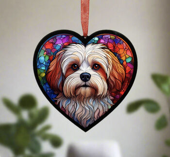 Lhasa Apso Stained Glass Effect Heart Suncatcher, 2 of 5