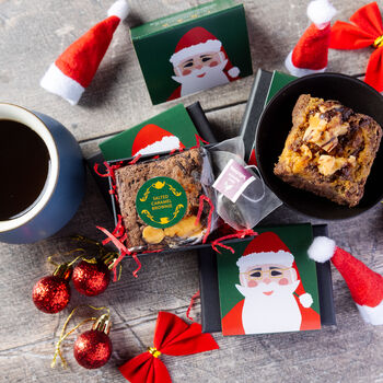 'Santa' Mini Salted Caramel Brownie And Tea, 2 of 2