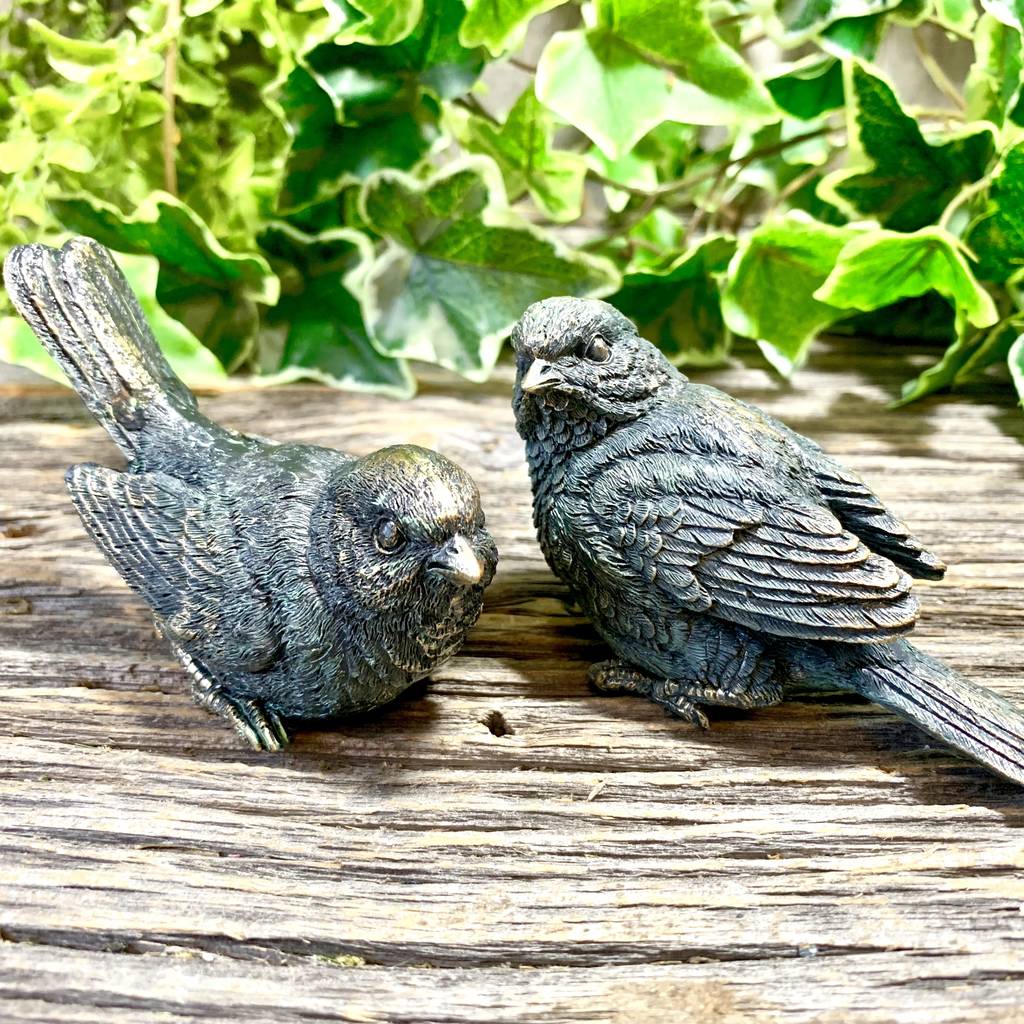 A Pair Of Resin Bird Sculptures By London Garden Trading