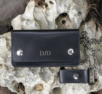 Personalised English Hide Leather Wallet With Chain, 10 of 11