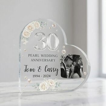 Personalised 30th Anniversary Acrylic Heart Plaque, 3 of 5